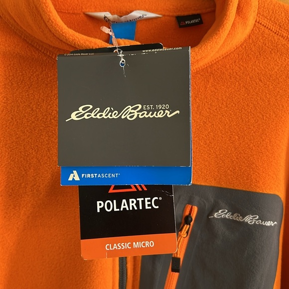 NWT Eddie Bauer Men’s Size M orange First Ascent Polartec quarter zip - Picture 2 of 9